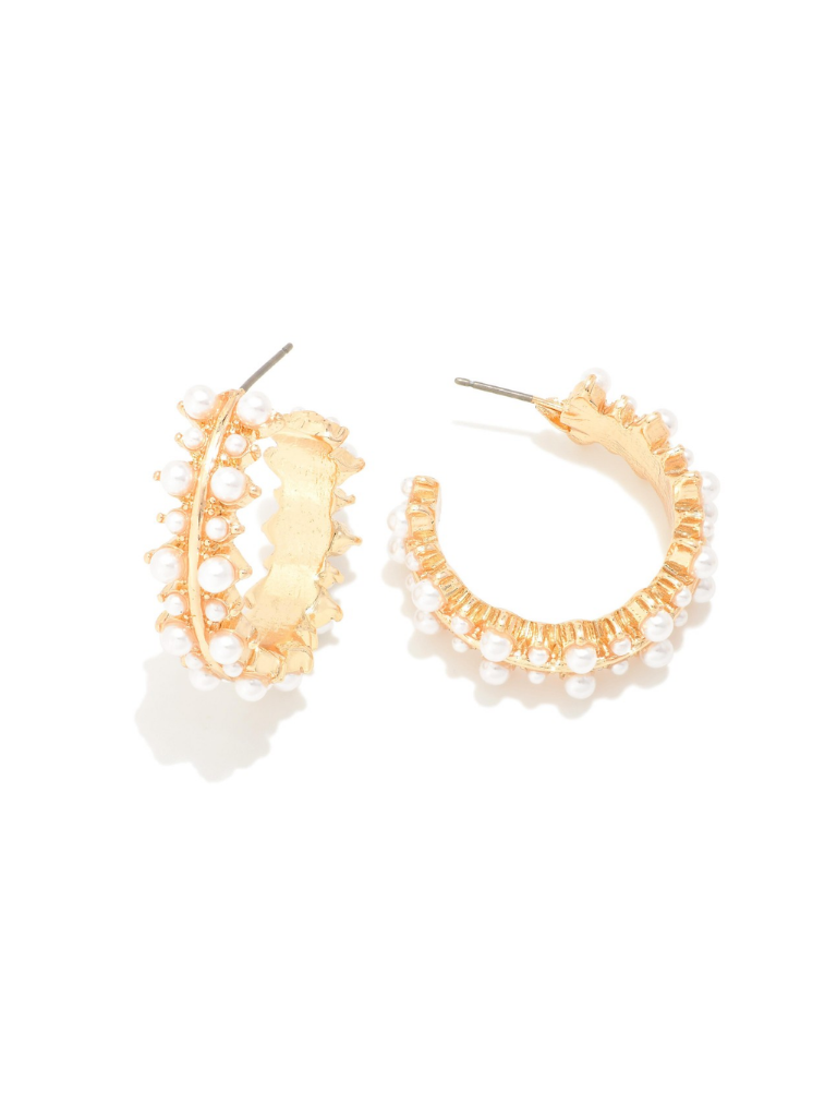 Multisided Pearls Hoop Earrings
