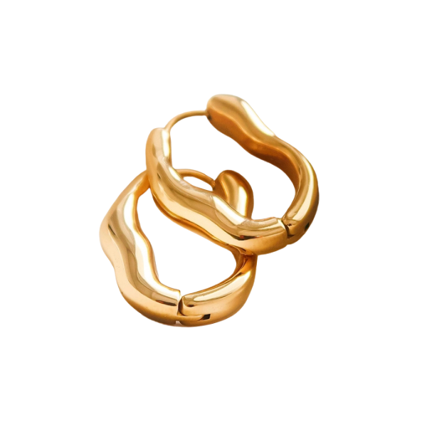 Darcy Non-Tarnish Wavy Oval Hoop Earrings
