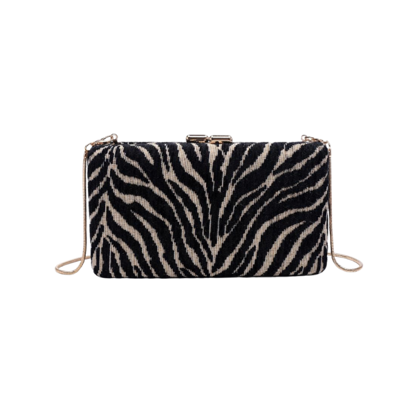 Sade Zebra Clutch Bag w/Chain Strap