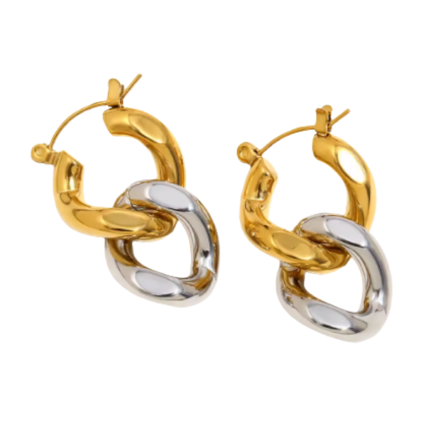 Mixed Metal Statement Hoop Earrings