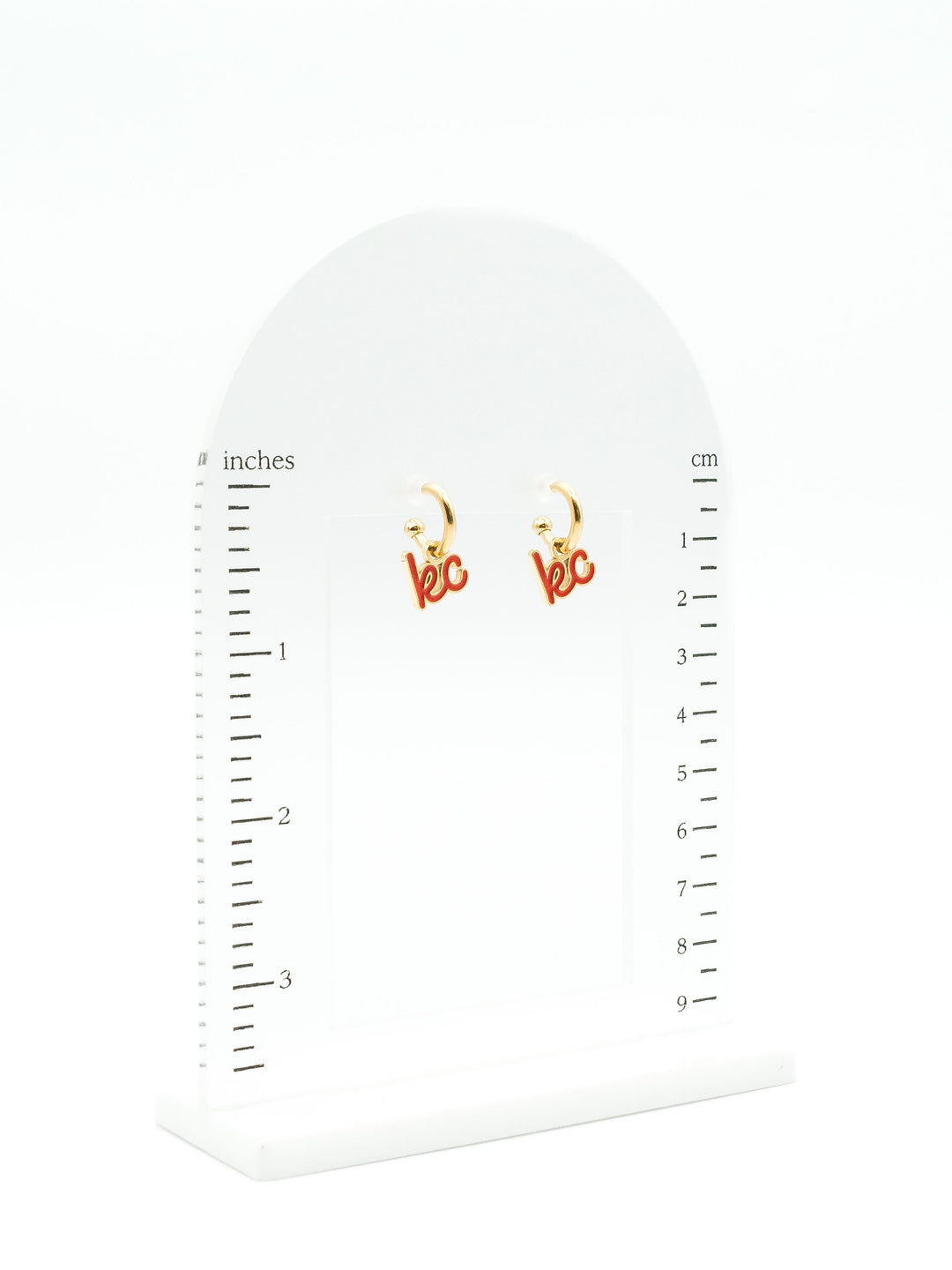 Kansas City Red Script Charm Huggie Hoop Earrings