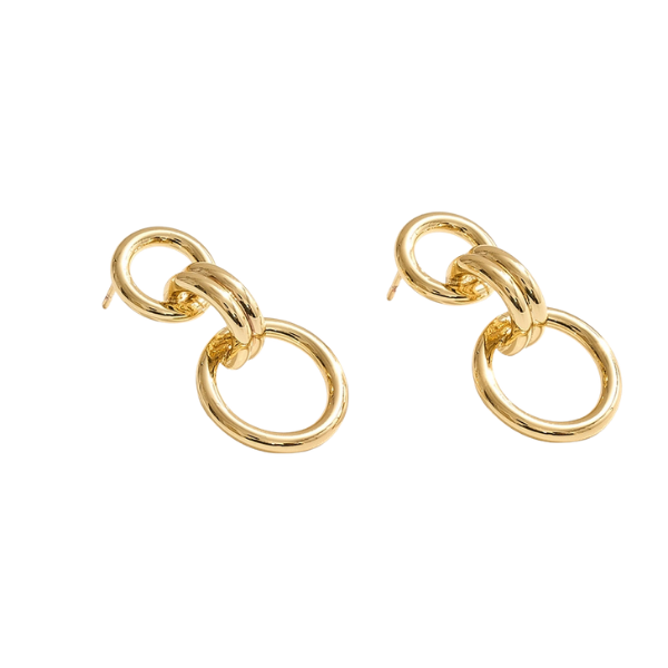 Double Linked Statement Stud Earrings