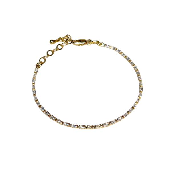 18K Gold Filled Bracelet - 1.5mm CZ Baguette Tennis