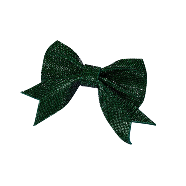 Green Rhinestone Bow Clip