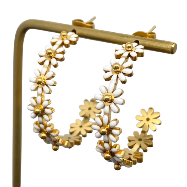 Studded Flower Hoop Earrings