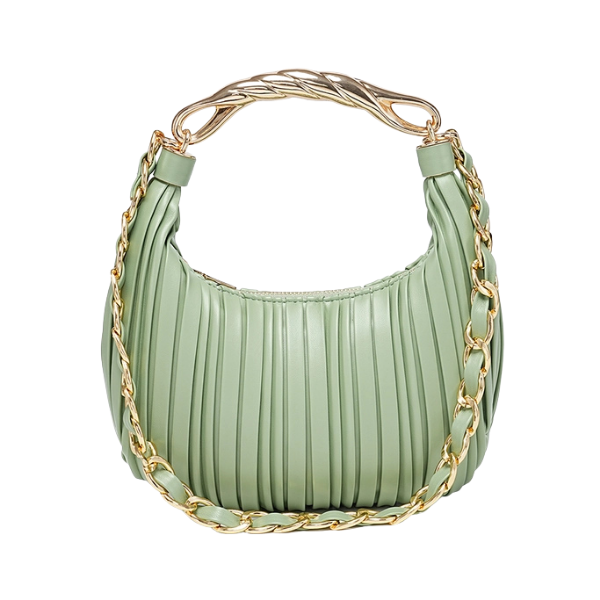 Miriam Soft Pleated Shoulder Bag w/Chain Strap