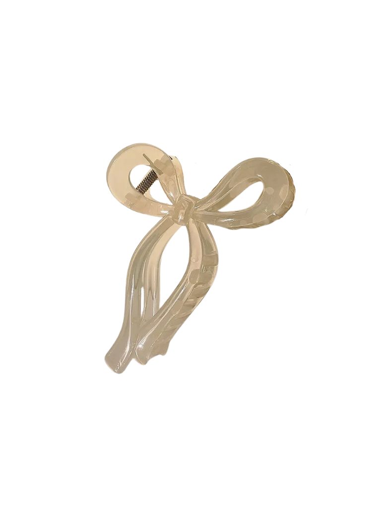 Clear Beige Bow Claw Clip