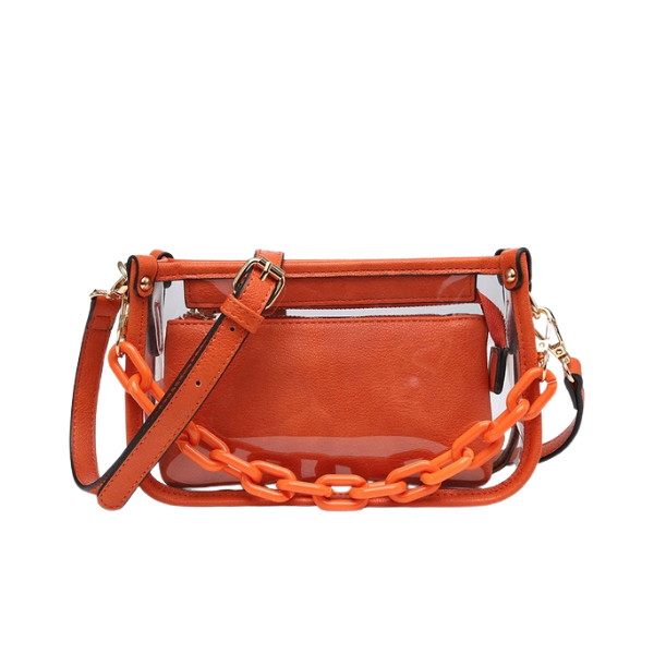 Jessica Clear Crossbody Bag w/Chain Shoulder Strap