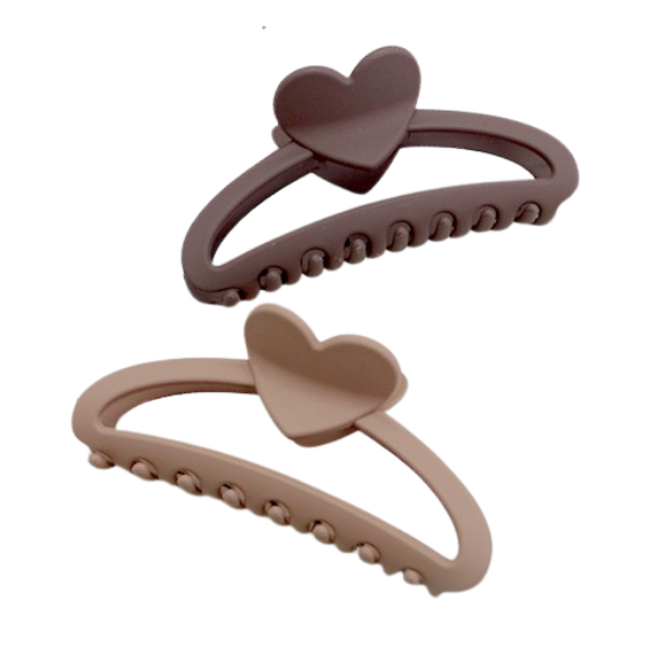 Heart Accented Matte Half Moon Claw Clip