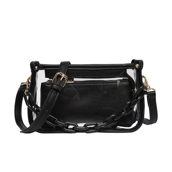 Jessica Clear Crossbody Bag w/Chain Shoulder Strap