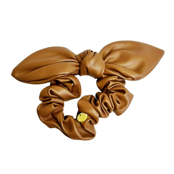 Leather Bow Scrunchie