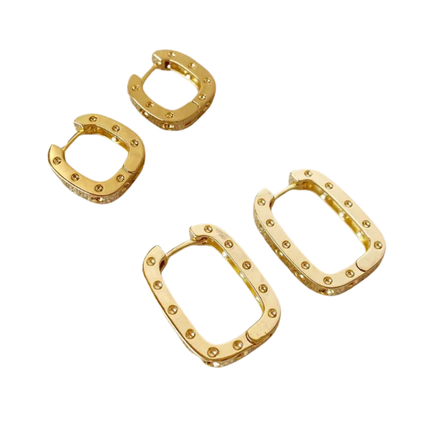 18k Gold Filled CZ Bezel Huggie Hoop Earrings