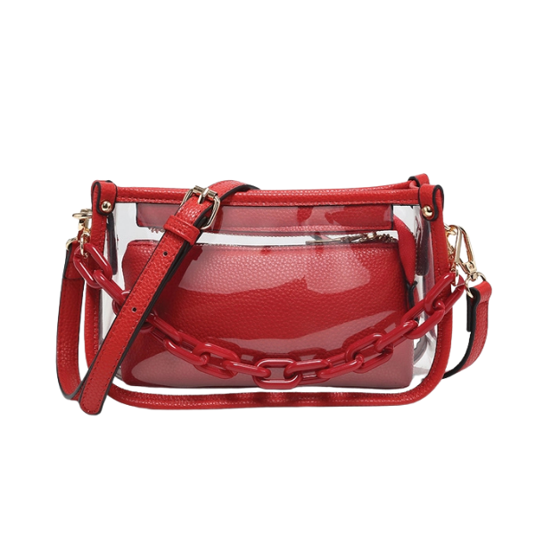 Jessica Clear Crossbody Bag w/Chain Shoulder Strap