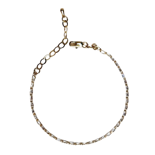 18K Gold Filled Bracelet - 1.5mm CZ Baguette Tennis