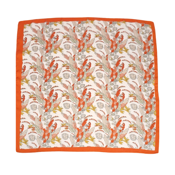 Vintage Orange Floral Silk Scarf