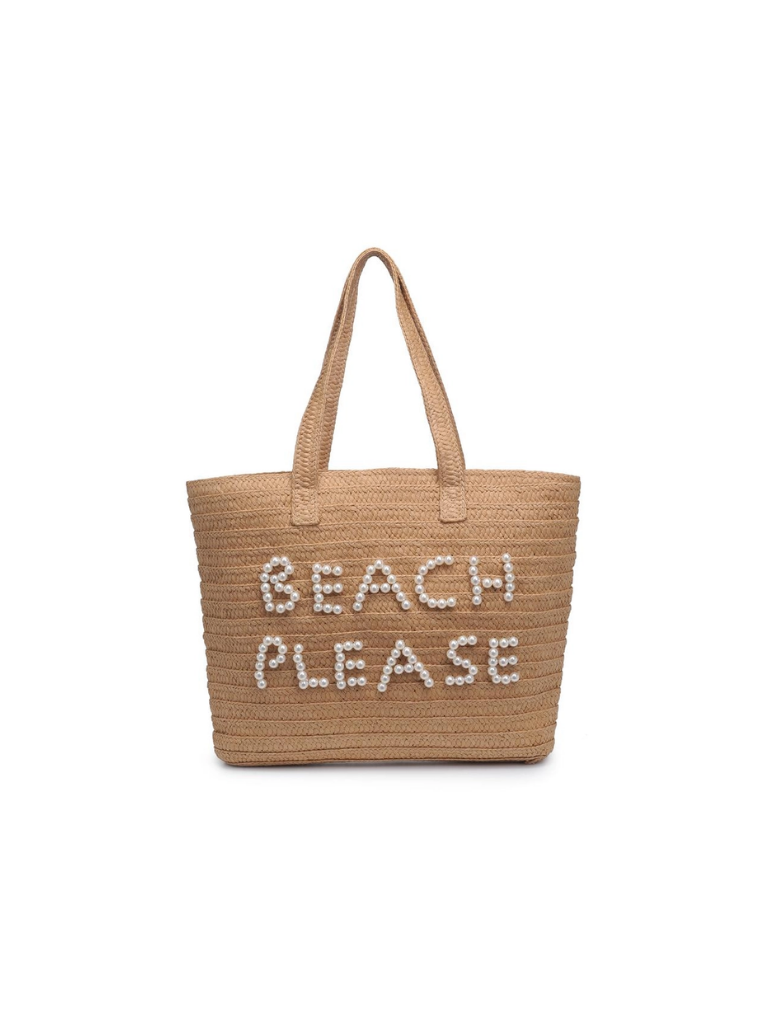 'Beach Please' Tan Tote Bag