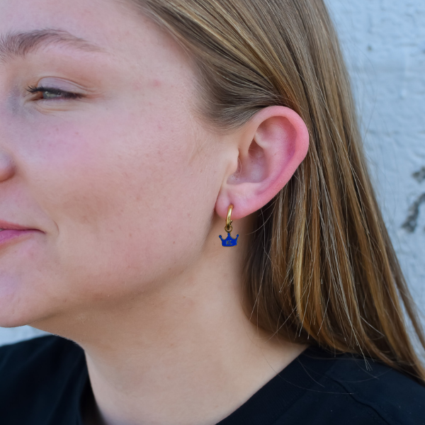 Kansas City Baseball Blue Crown Earrings