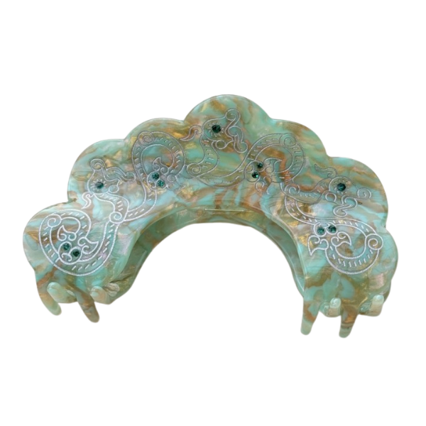 'Lunar Ember' Dragon Half Moon Claw Clip