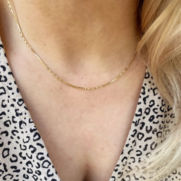 18k Gold Filled Twisted Box Chain 18in Necklace