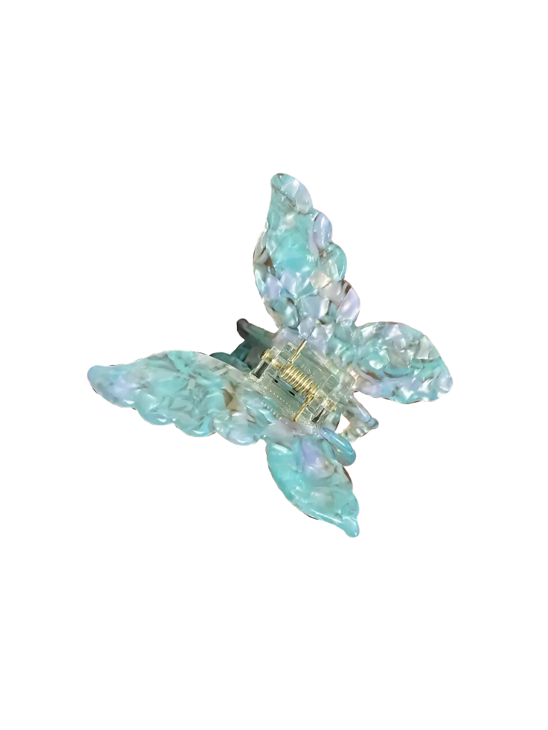 Fresh Blue Green Butterfly Claw Clip