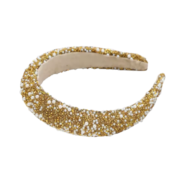 'Shine Bright' Pearl & Gold Padded Headband