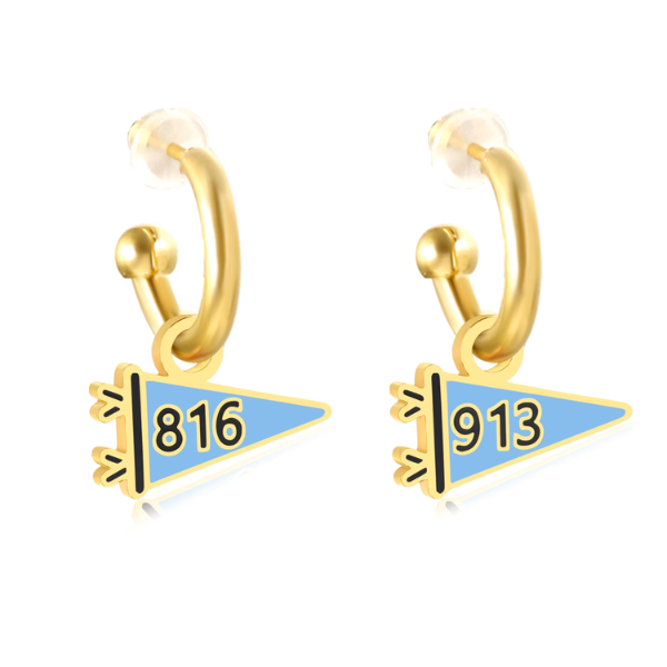 'The Sporting Edit' Pennant Huggie Hoop Earrings