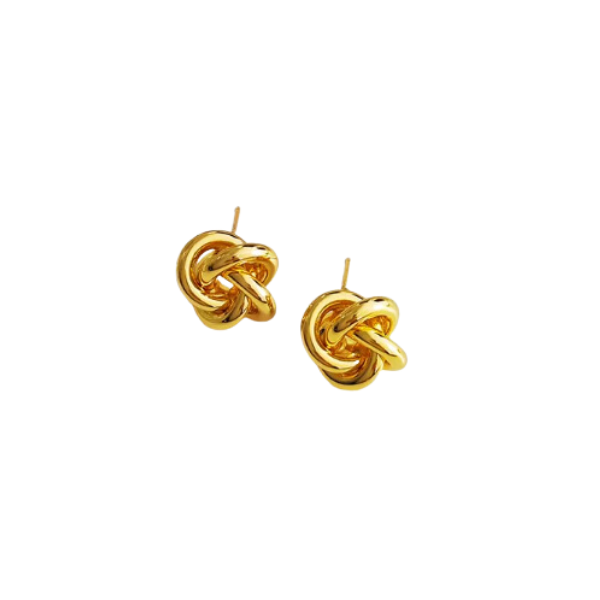 Geometric Gold Knotted Stud Earrings