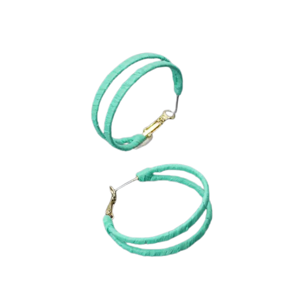 Raffia Wrapped Double Hoop Earrings