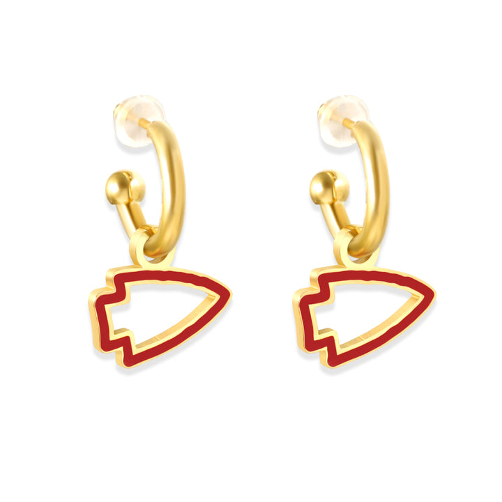 Kansas City Red Arrowhead Huggie Hoop Earrings
