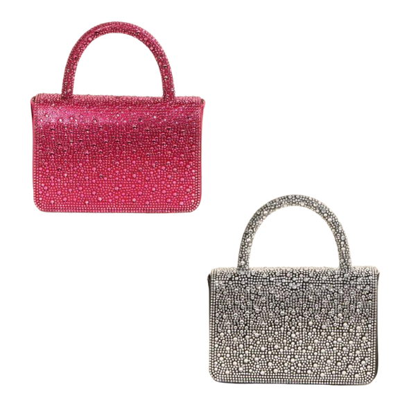 Pave Studded Rectangle Top Handle Bag