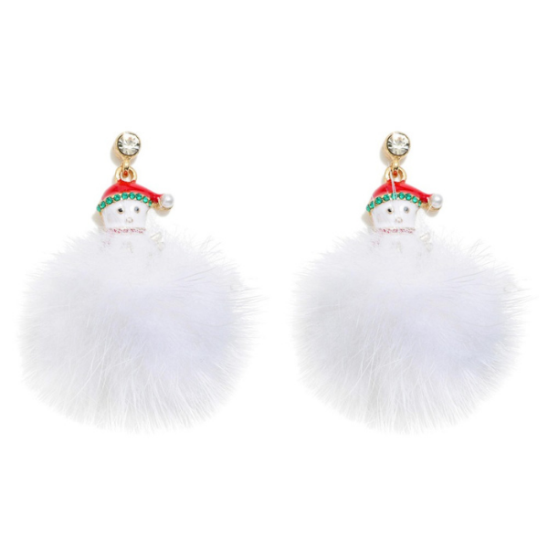 Holiday Earring - Pompom snowman