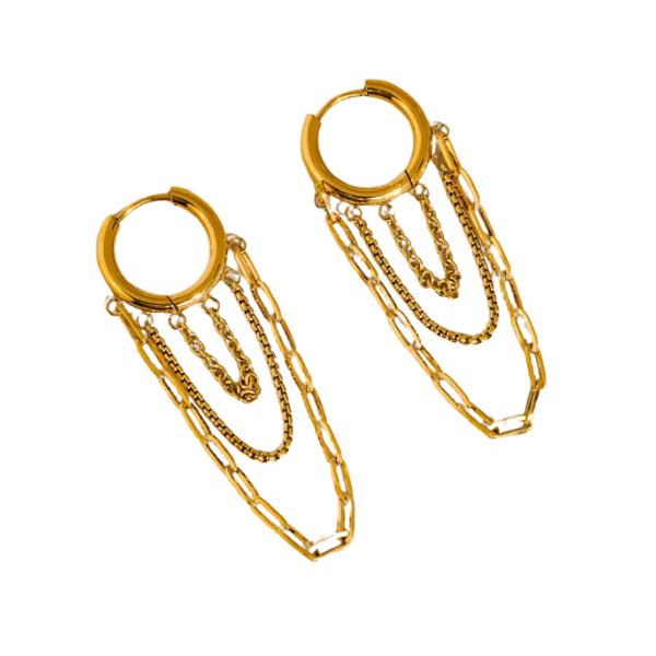 Vianne 18k Gold Non-Tarnish Chain Hoop Earrings