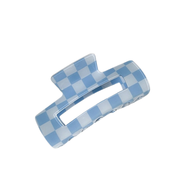 Checkered Open Rectangle Claw Clip
