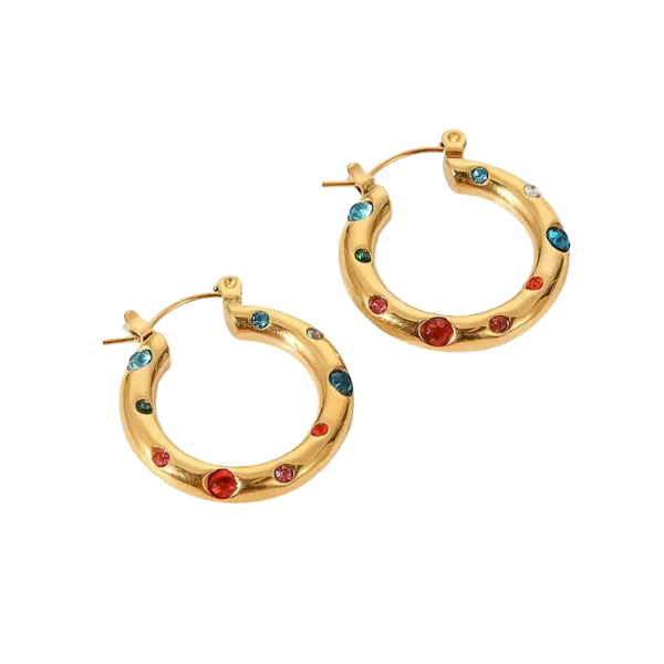 Studded Chunky Gold Hoop