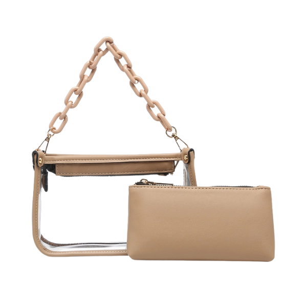 Jessica Clear Crossbody Bag w/Chain Shoulder Strap