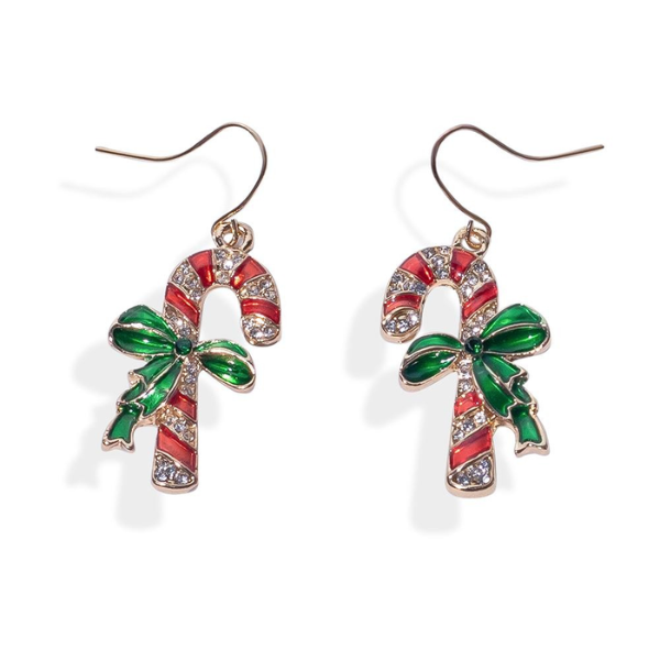 Holiday Earring - Candy Cane & Bow