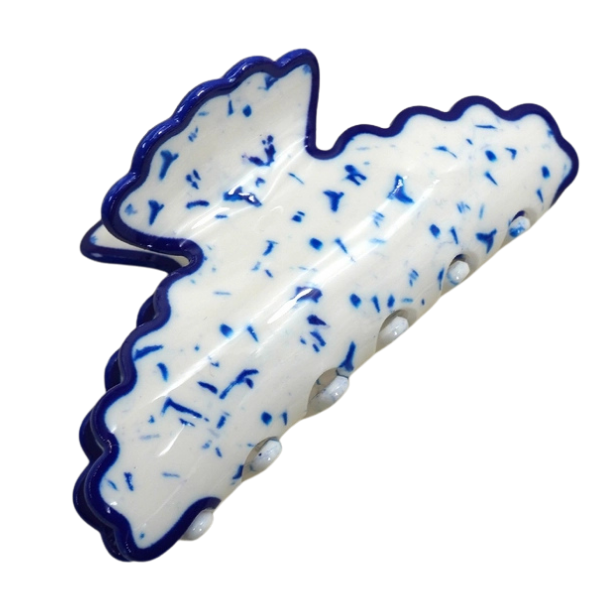 'Vintage Plates' Blue Claw Clip