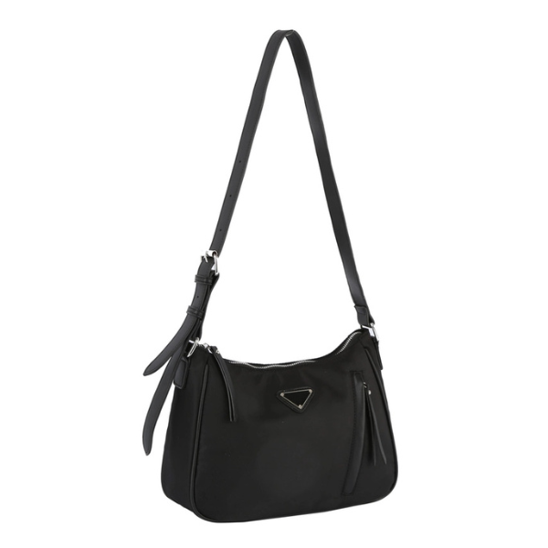 Zipper Detailed Shoulder Bag - Black