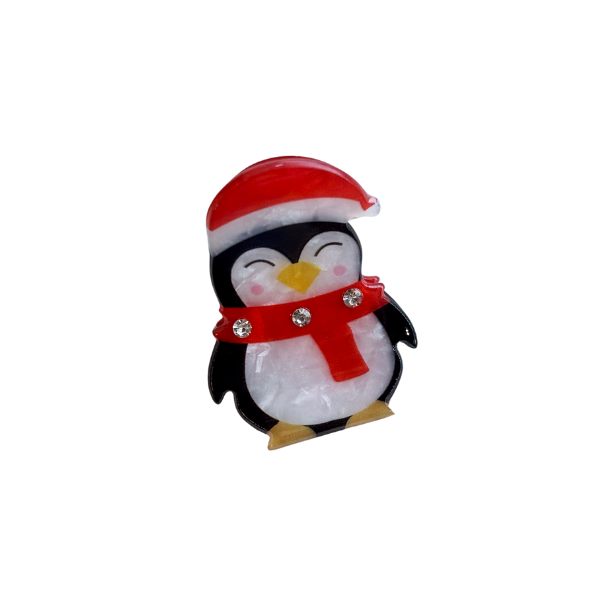 Holiday Claw Clips - Santa Penguin