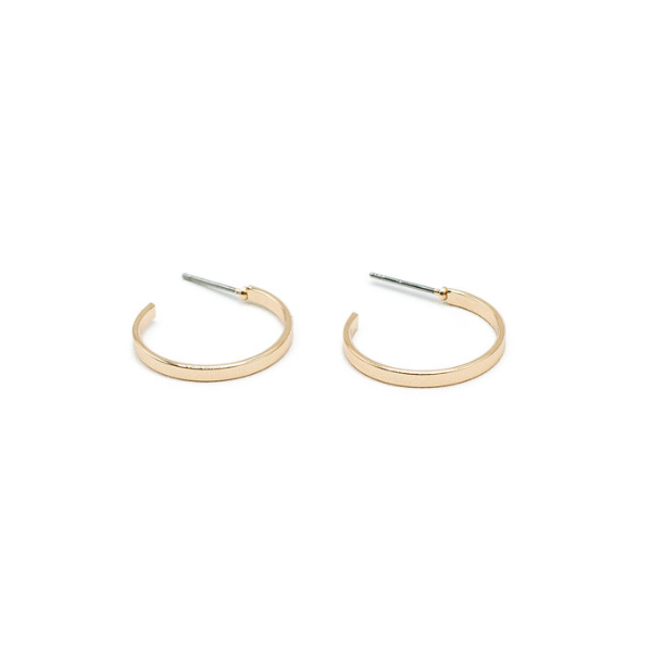 LA Gold Plated 26mm Thin Flat Hoop Earring