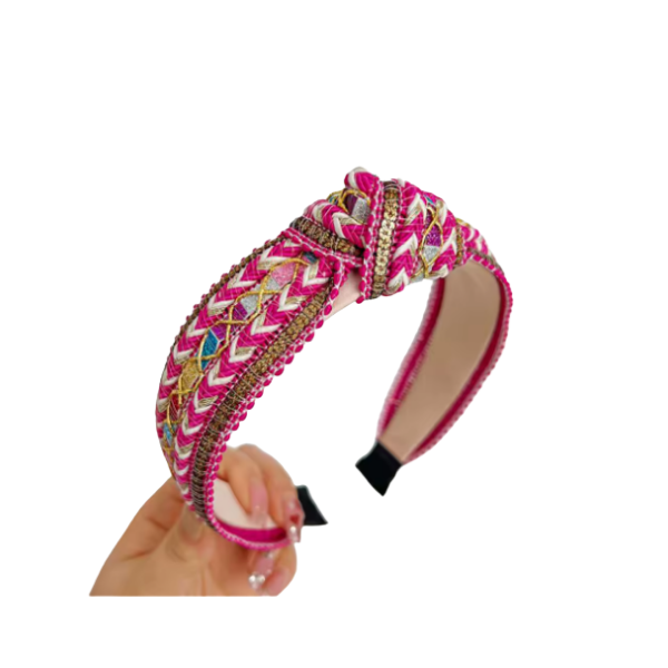 Boho Embroidered Top Knot Headband