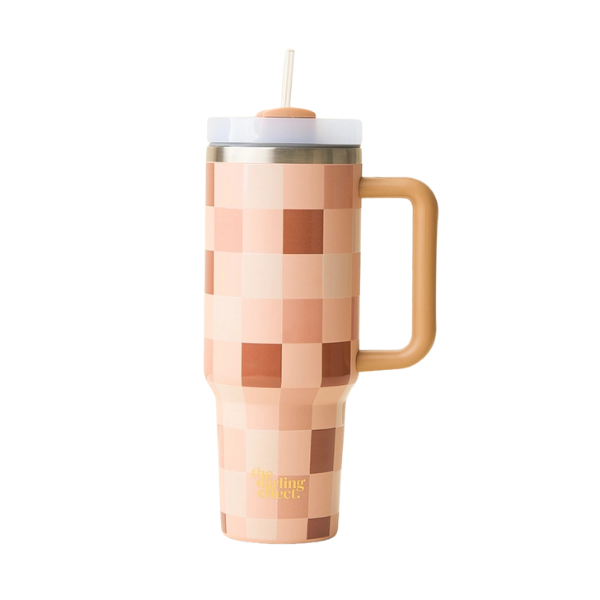 The Darling Effect Drinkware - Take Me Everywhere Tumbler - Check Brown