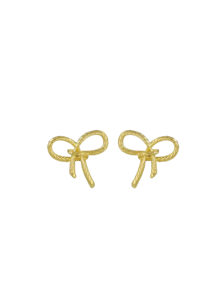Gold Knot Bow Stud Earrings