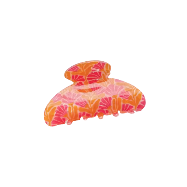 'Groovy Flowers' Bright Pink & Orange Claw Clip