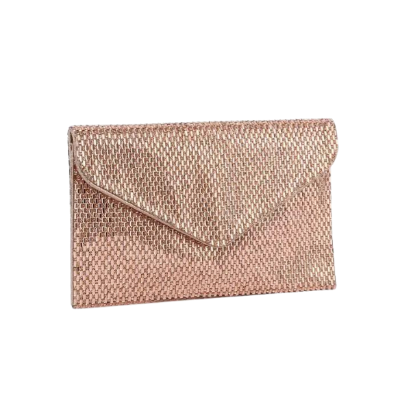 Metallic Rhinestone Envelope Clutch
