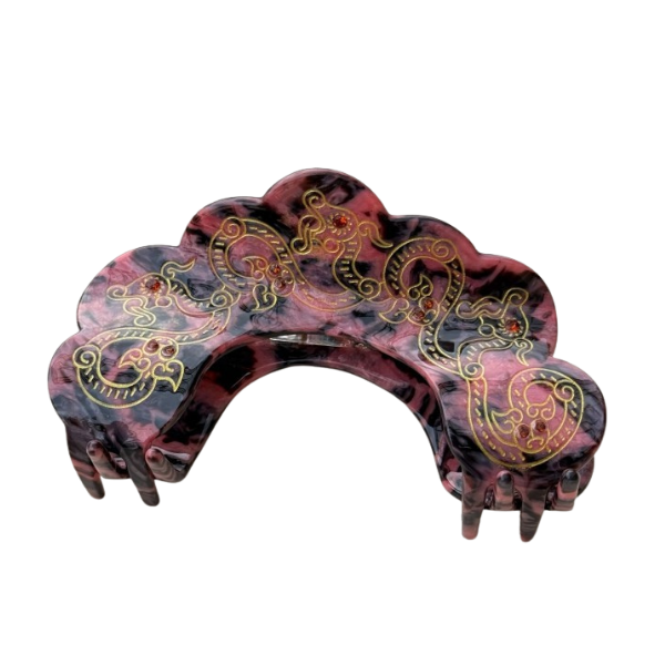 'Lunar Ember' Dragon Half Moon Claw Clip