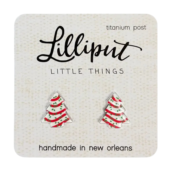 Lilliput Little Things Holiday Stud Earrings - Tree Snack Cakes