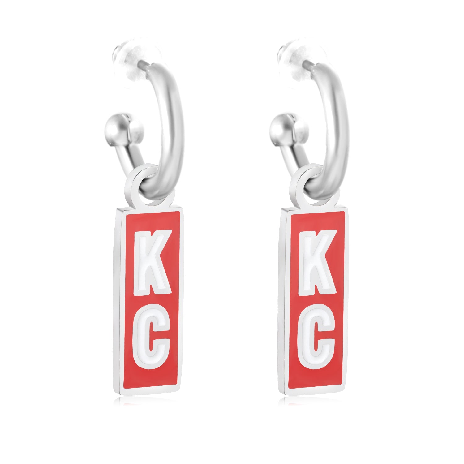 Kansas City Current Red & White KC Huggie Hoop Earrings