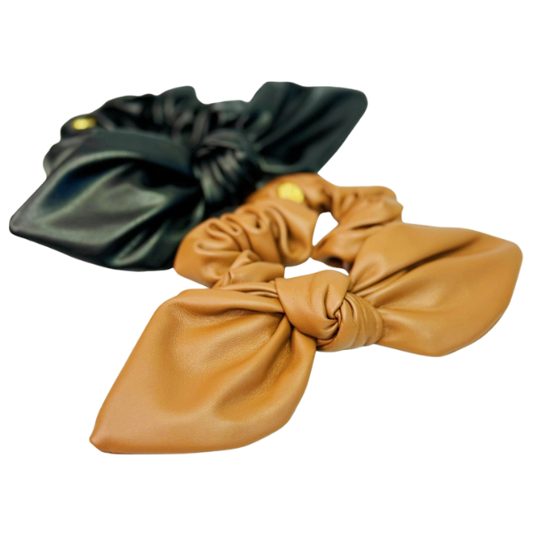 Leather Bow Scrunchie