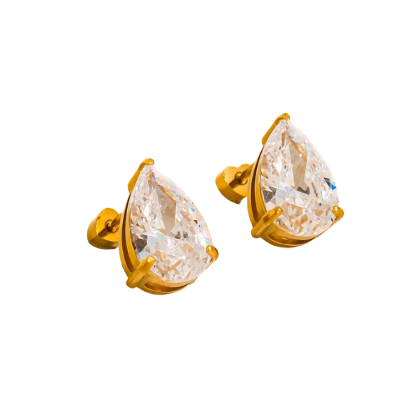 Avenn 18k Gold CZ Teardrop Flat Back Stud Earrings